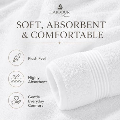 Towel Set for Bathroom, 3 Piece Turkish Cotton Bath Hand and Wash Towels | Mixed size set in Ice White, 600 gram weight. Double stitched hems suit family and guest use. - color: Ice White