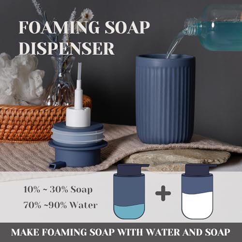 INGOFIN Ceramic Foaming Soap Dispenser - 12oz Foam Hand Soap Dispenser Bathroom, Modern Refillable Dish Dispenser with Pump for Kitchen, Matte Blue - color: Foam-blue