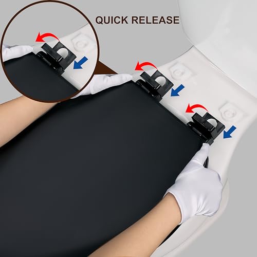Toilet Seat, Slow Close, Soft Touch, Ultra-Smooth Matte Finish (No Orange-Peel Texture), Premium Moulded Wood, Quick Release, PIKLiDS (Black, Elongated) - color: Black, size: Elongated