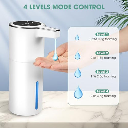 4 Pack Touchless Automatic Liquid Soap Dispenser, 13.5oz Smart Sensor Hand Wash Dispenser, USB Rechargeable & Adjustable for Bathroom Kitchen Sink, White