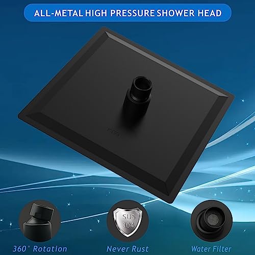 Voolan Rain Shower head, High Pressure Shower Head Made of 304 Stainless Steel, Relaxed Shower Experience Even at Low Water Flow and Pressure (6" Black) - color: Matte Black, size: 6 Inch