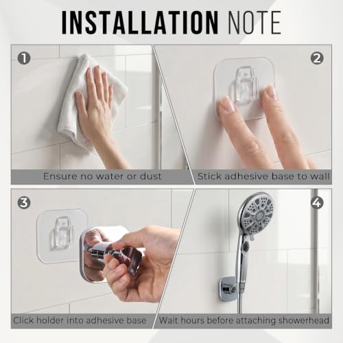 G-Promise Metal Handheld Shower Head Holder, No-Drill Install (Chrome) | Adhesive or Drilled Installation, Wide Adjustment Range Fits All Family Heights, Firmly Secure Showerhead, Easy to Install - color: Chrome