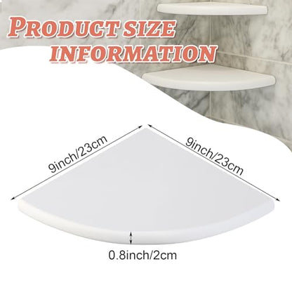 2 Pcs White Marble Corner Shower Shelf for Bathroom 9 x 9 Inch Wall Mounted Both Sides Polished Marble Corner Shelves Shower Caddy for Bathroom Wall(Classic) - style: Classic, Contemporary