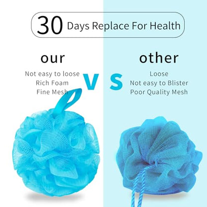 BCKENEY Bath Loofah Shower Sponge Body Back Scrubber Soft Mesh Shower Puffs Exfoliating Loofa for Women & Men Bath Accessories Cleaning Tool (4Pcs 75G, Extra Large) - size: 1 Count (Pack of 4)