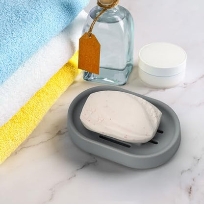 Topsky Soap Dish for Shower,2 Pack Soap Dishes Soap Savers for Bar Soap, Soap Bar Holder Shower with Drip Tray, Plastic Soap Holders with Drain for Kitchen Sink, Easy to Clean,Dry,Gray - color: Gray