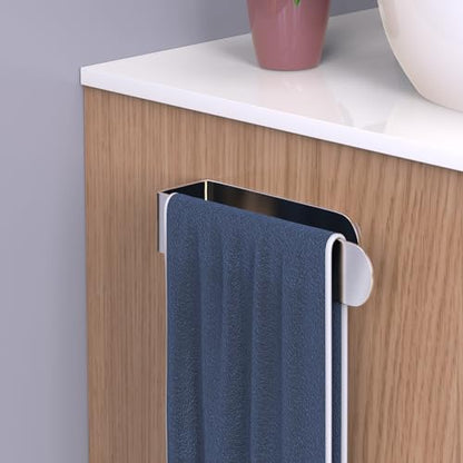 HUFEEOH Hand Towel Holder, Silver Hand Towel Bar, Self Adhesive Bathroom Towel Bar Stick on Wall, Stainless Steel Brushed - color: Silver, size: 8 Inch