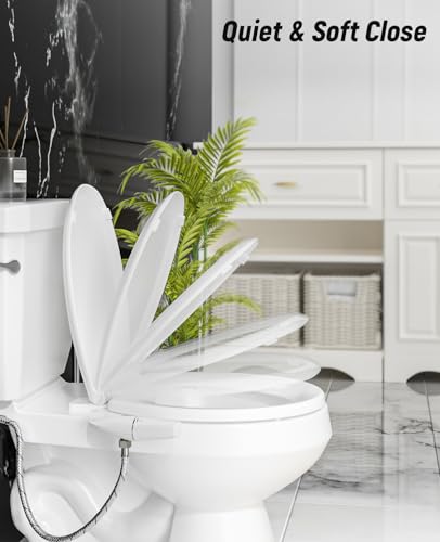 SAMODRA Bidet Toilet Seat with Soft Close Lid | Fits Round Toilets,Non-Electric,Dual Nozzle System, Adjustable Water Pressure, Quick-Release for Easy Installation & Clean