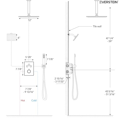 Ceiling Mount 12" High-Pressure Rainfall Shower Faucet, Dual Rainfall Shower Head System with Valve (Brushed Nickel) - color: Nickel, style: Ceiling Mount