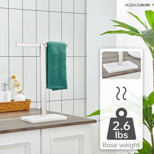 KOKOSIRI Hand Towel Rack Stand Towel Bar with Marble Base for Bathroom Kitchen Vanity Countertop, Polished Stainless Steel 15.7'' Height THS0002-SM-CH - color: Polished Chrome, size: 1-Bar