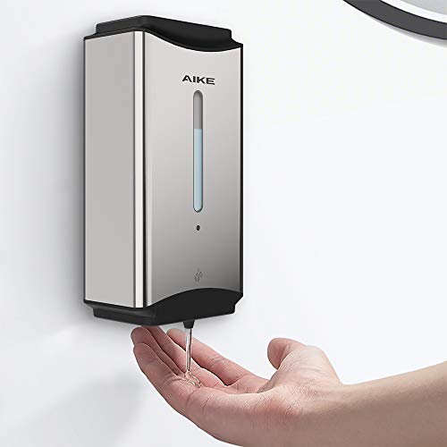 AIKE Heavy Duty Automatic Soap Dispenser,37oz for Bathroom,Polished Steel | 5-Level and Savety Key for Commercial(4*AA Batteries Not Included),Screw Wall Mount for Space-Saving,Stainless Steel AK1206 - color: Polished Stainless Steel
