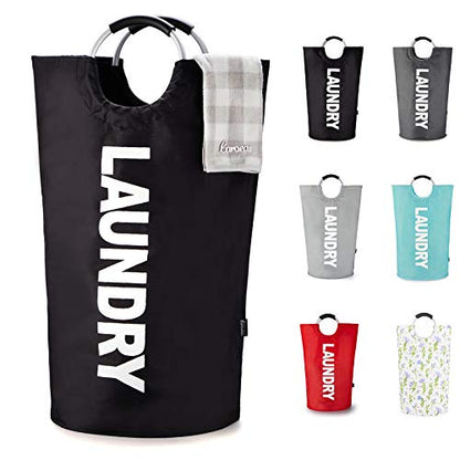 Caroeas 125L Laundry Basket,Large Laundry Hamper, Laundry Bag with Padded Handles, Clothes Hamper Stands Up Well, Collapsible Free Standing Easy Storage Washing Bin (Black,125L) - color: Black, size: 125L
