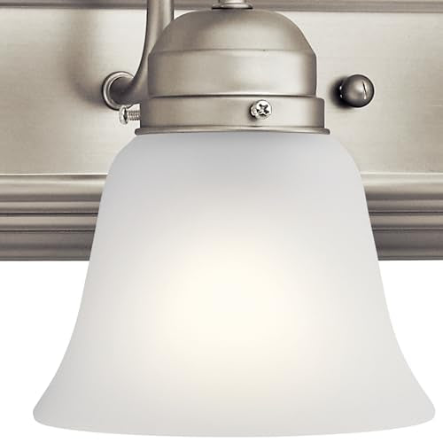 Kichler 36" 5-Light Vanity Bath Light in Brushed Nickel, Modern Bathroom Light with Clear Satin Etched Glass, (36" W x 8" H), 5339NIS - color: Brushed Nickel, size: 36"