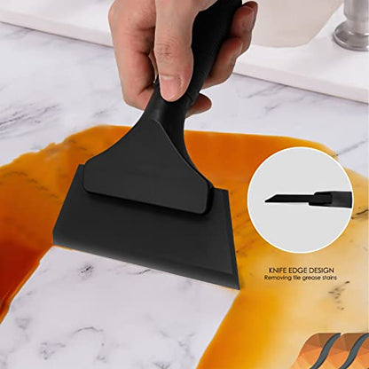 EHDIS Small Squeegee 5 inch Rubber Window Tint Windshield Scraper for Car,Glass, Mirror, Shower, Door,Bathroom Cleaning (Black, 2) - color: Black