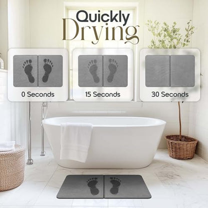 Foldable Stone Bath Mat, Fast Drying and Non-Slip Natural Diatomaceous Earth Mat, Multifunctional Eco-Friendly Stone Mat for Bathroom, Large, Grey