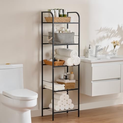 Towel Racks for Bathroom，5-Story Free Standing Towel Holder,Durable Metal Towel Organizer,Pool Towel Storage,Modern Bath Towel Shelf for Bathroom, Home, Poolside