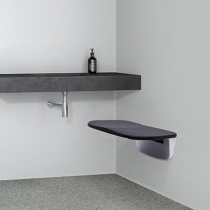 Folding Shower Seat Wall Mounted, Fold Down Shower Seat for Seniors, Pregnants, Disableds, Maximum Load 440.92 lbs, Easy to Clean and Storage, Black