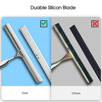 Shower Squeegees Stainless Steel with Self Adhesive Hook Window Squeegees for Shower Doors Bathroom Mirror Wiper, Window Glass Cleaning - size: 10 Inches