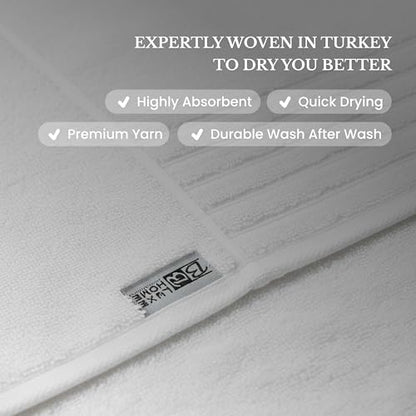 BW Luxe Home - 100% Soft Turkish Cotton 6 Piece White Towel Set (2 Bath, 2 Hand, 2 Wash). 600 GSM, Combed Natural Yarn for Fast Drying & Excellent Absorption. Hotel & Spa Luxury Quality. - color: White