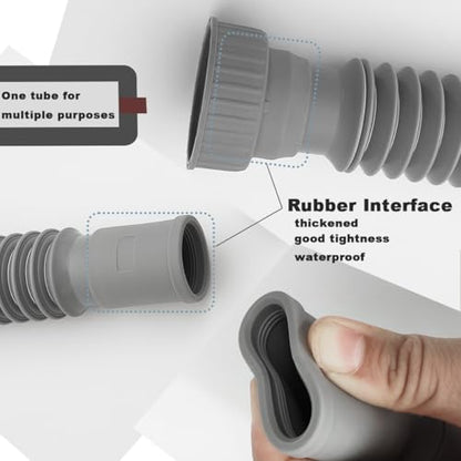 Flexible Expandable Bathroom P Trap, 1 1/4 to 1 1/2 Sink Drain Adapter Included, Wash Basin Rubber Tips Sink Drain Pipe, Universal Extension Tube for Kitchen Bathroom Sink Sewer Drain - color: Gray