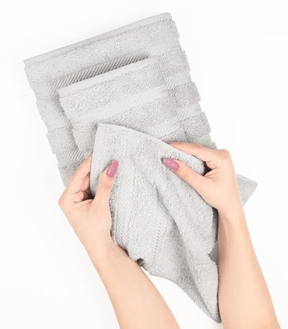 American Soft Linen 100% Cotton Luxury Turkish Towels, 6 Piece Towel Set | Soft Absorbent Quick Dry OEKO Tex Standard 100 Certificated Durable Machine Washable Premium Hotel Quality - color: Silver Gray