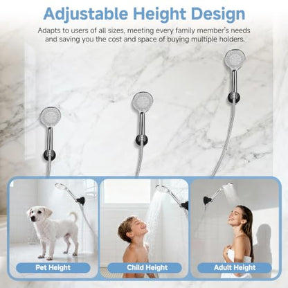 Shower Head Holder Suction, Black Removable Adjustable No-Drill | Strong Suction Hold, 360° Adjustable Angle, Removable No-Drill Mount for Smooth Tile, Glass and Mirror Surfaces - style: Matte Black