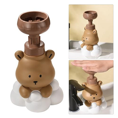 Pump Bottle, Cartoon Bear Shaped Foam Soap Dispenser Foam Dispenser for Bathroom Refillable Hand Sanitizer and Shampoo Pump Bottle, Bear paw bottle brow