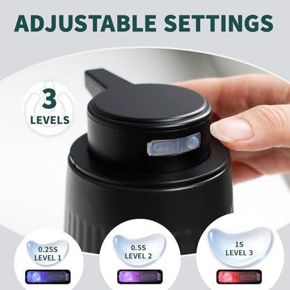 BosilunLife Ceramic Automatic Soap Dispenser with Extended Pump Nozzle, 3 Adjustable Levels, Touchless Foam Hand Wash Foaming Dispenser for Bathroom & Kitchen, Embossed Wave Design, Black, 10oz - color: Embossed Wave-black