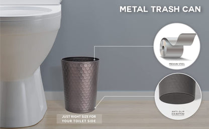 Bathroom Accessory Set - 6 pcs Bronze Bathroom Accessories Set with Trash Can, Toothbrush Holder, Toothbrush Cup, Soap Dispenser, Soap Dish, Toilet Brush with Holder - Accessoire Salle de Bain - color: Warm Gray