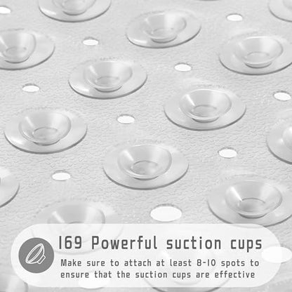 Yimobra Shower Mat 21X21 Inch Square, Non Slip Bathtub Mat with Large Suction Cups&Drain Holes, Soft Fast Dry Shower Stall Mats for Inside Shower, Machine Washable BPA-Free, Bath Essentials, Clear - color: Clear, size: 21 x 21 inches