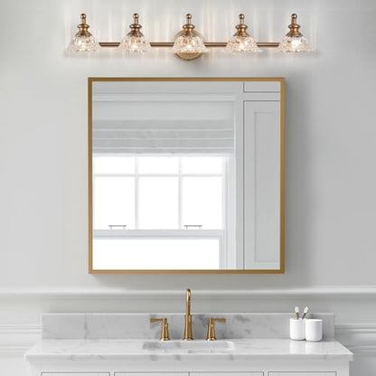 XIEDUN 37.4" Bathroom Light Fixtures 5 Lights Vanity Lighting Fixtures (Exclude G9 Bulb) Vanity Lights for Bathroom - color: Brass, size: 5 Light A