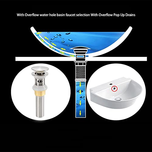 Rockgoya Bathroom Sink Drain,5 Pack Drain Stopper Bathroom Sink with Overflow,Pop Up Drain Assembly with Detachable Strainer Basket,Built-in Anti-Clogging Strainer,Stainless Steel Brushed Nickel - color: Brushed Nickel-5 Pack, style: With Overflow