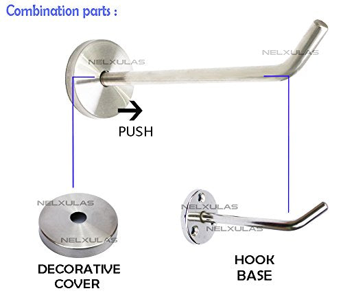 Brushed Stainless Steel Single Heavy Duty Long Coat Hook Robe Hanger Wall Mount Hook, Fit for Kitchen,Bedroom,Living Room, Bathroom,Closets and Garage Storage (5-4/5", 2 PCS) - size: 5-4/5" , 2 PCS