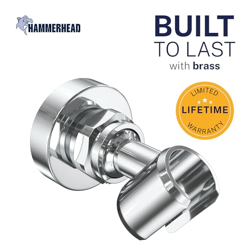 HammerHead Showers® Solid Metal Handheld Shower Head Holder Wall Mount – Chrome – Adjustable Screw Mounted Shower Wand Holder with Pivot Ball – Shower Hose Holder, Fits Most Handheld Shower Heads - style: Chrome