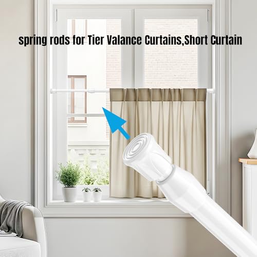 Spring Tension Curtain Rods Short Tension Rod (White,27" to 37"-4Pcs) - color: White, size: 27" to 37"-4Pcs