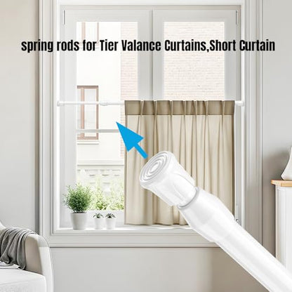 Spring Tension Curtain Rods Short Tension Rod (White,27" to 37"-4Pcs) - color: White, size: 27" to 37"-4Pcs