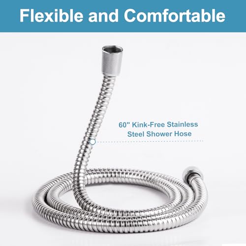 OFFO Shower Slide Bar Combo, Adjustable 21 in Slide Bar with 3-Mode Square Handheld Shower Head and 60 in Stainless Steel Hose, Screw Wall Mounted, Chrome Finish - style: Square 21" Slide Bar & 60" Hose