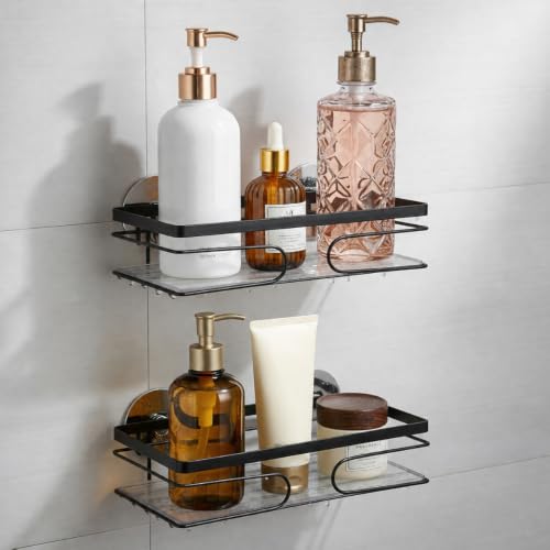 2-Pack Corner Shower Caddy - No Drill Corner Shower Shelves, Rust-Resistant Bathroom Organizer for Shampoo, Soap & Toiletries, Black - style: RECTANGLE