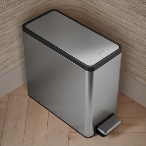Kohler K-20957-ST 2.5 Gallon Slim Step Trash Can, Stainless Steel - color: Stainless Steel, size: 2.5 Gallon - Step Can