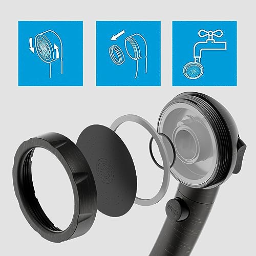 KAIYING High Pressure Oil-Rubbed Bronze Handheld Shower Head with ON/OFF Switch, 3 Spray Modes, Adjustable Angle Bracket, and Hose | 3 Spray Modes Shower Wand with Shut Off Button, Camper & RV Showerhead with Hose & Angle Adjustable Holder, Oil-Rubbed Bro