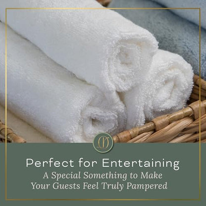 White Extra Large Washcloths Set of 6 Soft Body Cloths 13” x 13” 70% Viscose Derived from Bamboo, 30% Cotton Spa-Like Feel Silky for Skin Cleansing - color: White