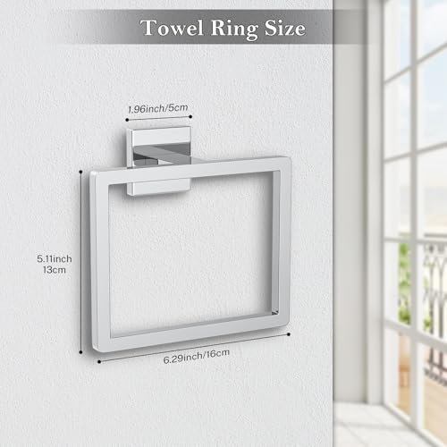 2-Piece Polished Chrome Towel Ring,Hand Towel Holder,Modern Towel Holder Stainless Steel Towel Rack Wall-Mounted Bathroom Towel Hanger - color: Polished Chrome, size: 2 Pcs