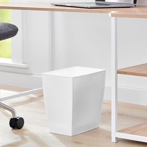 iDesign Small Plastic Bathroom Trash Can, 4-Pack, White | Slim Rectangle, For Bedroom, Office, Dorm - color: White, style: Pack of 4