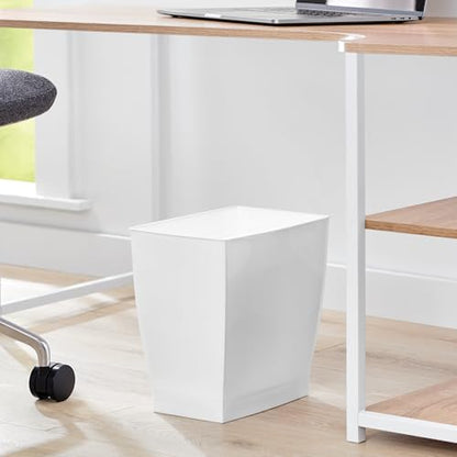 iDesign Small Plastic Bathroom Trash Can, Slim Rectangle, 2-Pack, White | Garbage Bin for Bedroom, Office, Dorm - color: White, style: Pack of 2