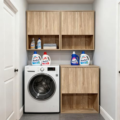 Fluted Bathroom Wall Cabinet Over the Toilet Storage,Wall Mounted Cabinet with Adjustable Shelf,Floating Cabinet Organizer Hanging Cabinet,Kitchen and Laundry Room Cabinets (Oak, 1 PC) - color: Oak
