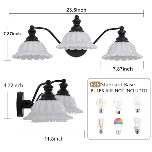 XIEDUN Black 3 Light Vanity Light Modern Bathroom Vanity Light Fixture - color: Black and White, size: 3 Light