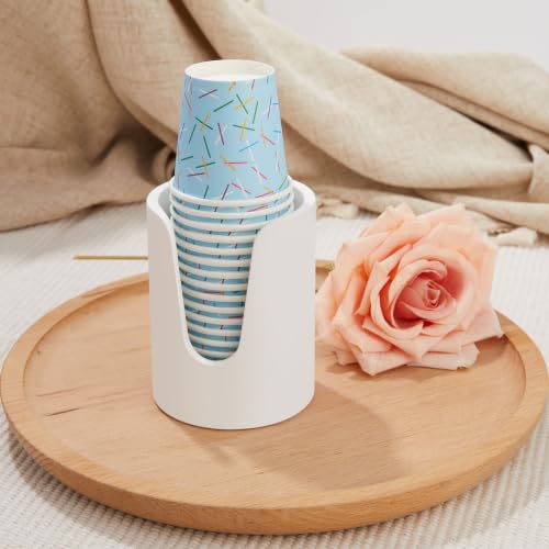 Bathroom Cup Dispenser, Diatomaceous Earth Mouthwash Cup Holder, 3oz Cup Holder for Bathroom Counter, Disposable Cup Dispenser, Guest Bathroom Essentials, White (Cups Not Included)