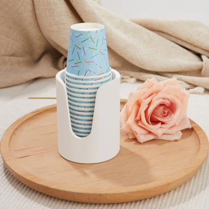 Bathroom Cup Dispenser, Diatomaceous Earth Mouthwash Cup Holder, 3oz Cup Holder for Bathroom Counter, Disposable Cup Dispenser, Guest Bathroom Essentials, White (Cups Not Included)