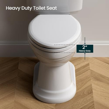 R&T Elongated Toilet Seat B1130, Heavy-Duty up to 400 lbs, Slow Close, Non Slip and Easy to Keep Clean, Easy to Install, White Premium Premium PP Material - color: Elongated – Upgrade / Heavy Duty (400 lbs)