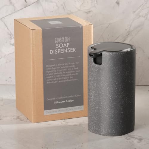 LINE+ARC Modern Easy-to-Press Soap & Lotion Dispenser, Rose | Ergonomic, rust-free liquid pump, cute blue design for marble bathroom sink, kitchen countertop, pink - color: Rose