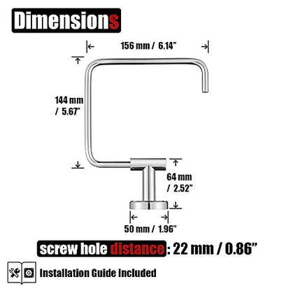 JQK Chrome Towel Ring, Stainless Steel Square Ring Towel Holder for Bathroom, 6 Inch Matte Black Wall Mount, TR140-CH